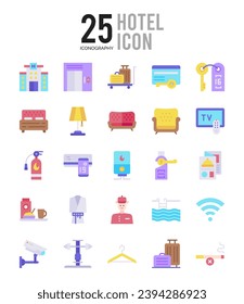 Hotel 25. paquete de iconos. ilustración vectorial.