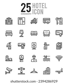 Hotel 25. paquete de iconos. ilustración vectorial.