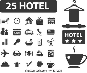 25 hotel icons set, vector