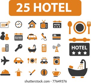 25 hotel icons, signs, vector