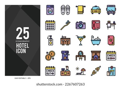 25 Hotel Lineal Color icon pack. vector illustration.