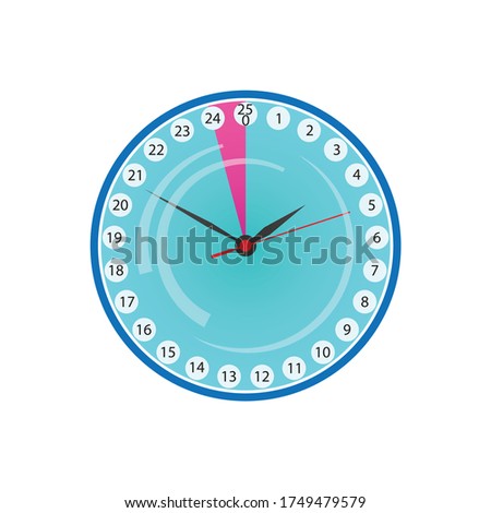 25 hour clock showing extra 1 hour in dark color vector illustration