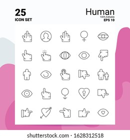 25 Human Icon Set. 100% Editable EPS 10 Files. Business Logo Concept Ideas Line icon design