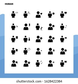 25 Human Icon set. Solid Glyph Icon Vector Illustration Template For Web and Mobile. Ideas for business company.