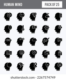 25 Human Mind Glyph icon pack. vector illustration.