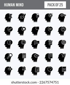 25 Human Mind Glyph icon pack. vector illustration.
