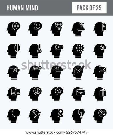25 Human Mind Glyph icon pack. vector illustration.