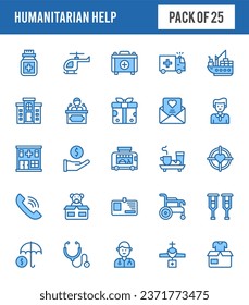 25 Humanitarian Help Two Color icons pack. vector illustration.