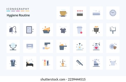 25 Higiene Rutina Paquete de iconos de color plano