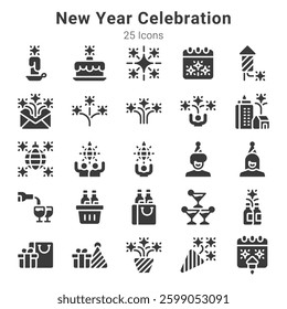 25 icon collections about new year celebration and related topics