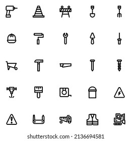 25 icon construction and tools vector