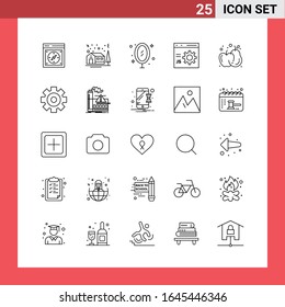 25 Icon Pack Line Style Outline Symbols on White Background. Simple Signs for general designing.