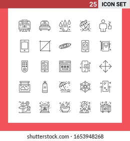 25 Icon Pack Line Style Outline Symbols on White Background. Simple Signs for general designing.