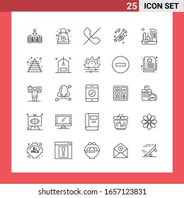 25 Icon Pack Line Style Outline Symbols on White Background. Simple Signs for general designing.