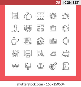 25 Icon Pack Line Style Outline Symbols on White Background. Simple Signs for general designing.