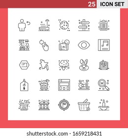 25 Icon Pack Line Style Outline Symbols on White Background. Simple Signs for general designing.
