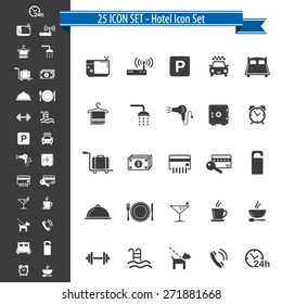 25 Icon Set. Hotel Amenities.