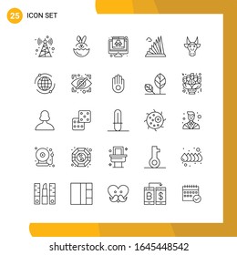 25 Icon Set. Line Style Icon Pack. Outline Symbols isolated on White Backgound for Responsive Website Designing.