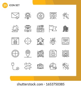 25 Icon Set. Line Style Icon Pack. Outline Symbols isolated on White Backgound for Responsive Website Designing.