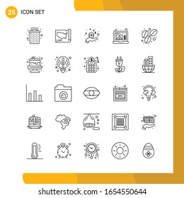  25 Conjunto de iconos. Paquete de iconos de estilo de línea. Símbolos de esquema aislados en el fondo blanco para diseño de sitio web responsable.