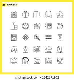 25 Icon Set. Simple Line Symbols. Outline Sign on White Background for Website Design Mobile Applications and Print Media.