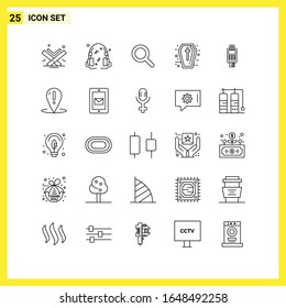 25 Icon Set. Simple Line Symbols. Outline Sign on White Background for Website Design Mobile Applications and Print Media.