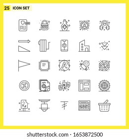 25 Icon Set. Simple Line Symbols. Outline Sign on White Background for Website Design Mobile Applications and Print Media.