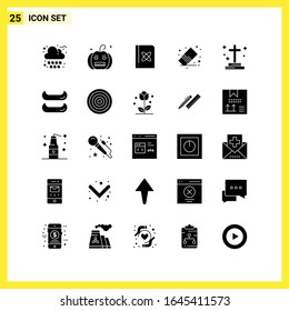 25 Icon Set. Simple Solid Symbols. Glyph Sign on White Background for Website Design Mobile Applications and Print Media.