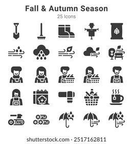 25 iconos de colección sobre la temporada de otoño y otoño