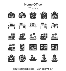 25 icons collection about home office