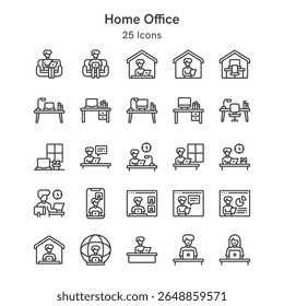 25 icons collection about home office