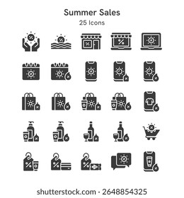 25 icons collection about summer sale