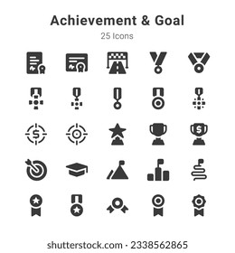 25 icons collection on achievement, goal and related topics
