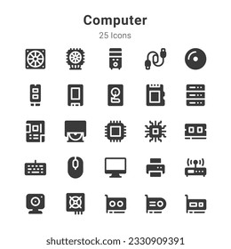 25 icons collection on computer and related topics