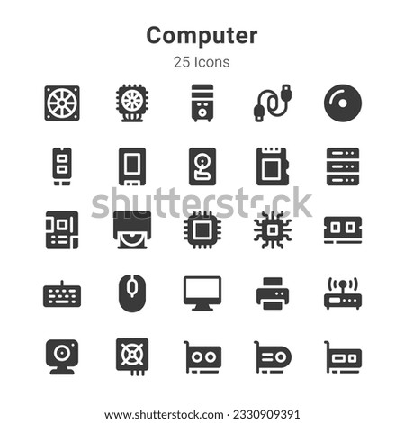 25 icons collection on computer and related topics
