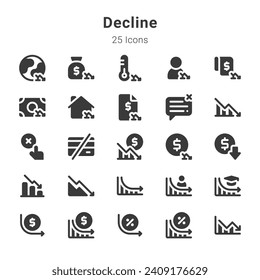 25 icons collection on decline