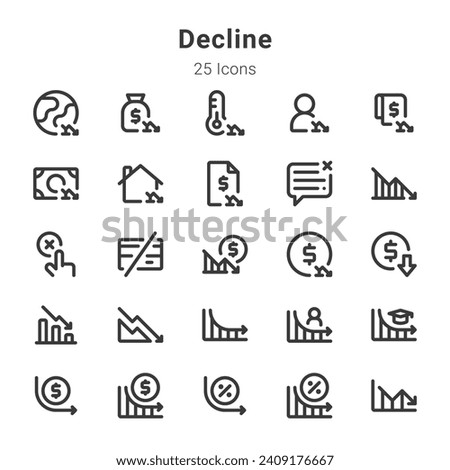25 icons collection on decline