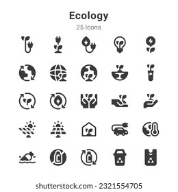 25 icons collection on ecology and related topic