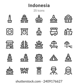 25 icons collection on indonesia