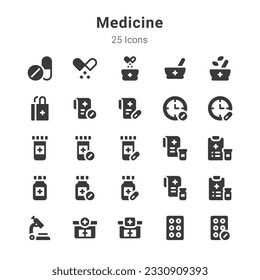 25 icons collection on medicine and related topic