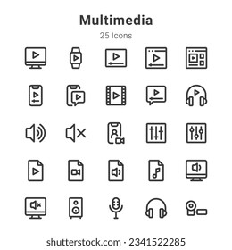 25 icons collection on multimedia and related topics