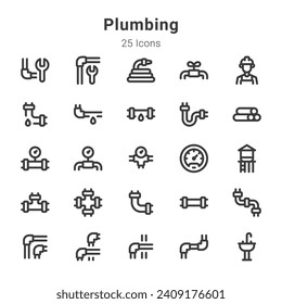 25 icons collection on plumbing