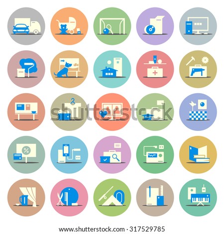 25 icons of different products and services