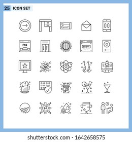25 Icons. Line style Creative Outline Symbols. Black Line Icon Sign Isolated on White Background.