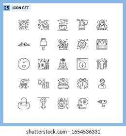 25 Icons. Line style Creative Outline Symbols. Black Line Icon Sign Isolated on White Background.
