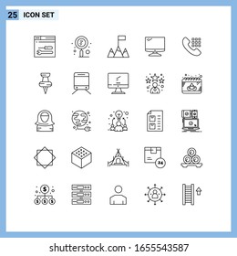 25 Icons. Line style Creative Outline Symbols. Black Line Icon Sign Isolated on White Background.