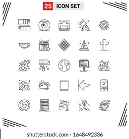 25 Icons Line Style. Grid Based Creative Outline Symbols for Website Design. Simple Line Icon Signs Isolated on White Background. 25 Icon Set.