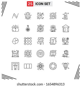 25 Icons Line Style. Grid Based Creative Outline Symbols for Website Design. Simple Line Icon Signs Isolated on White Background. 25 Icon Set.
