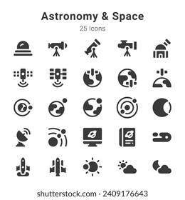 25 icons on astronomy and space