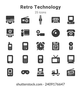 25 icons on retro technology